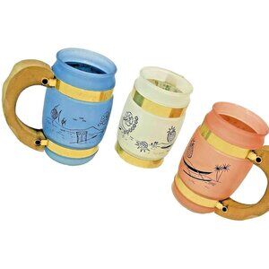 VTG Siesta Ware Frosted Mugs Set of 3 Tiki‎ Bar Hawaii Hawaiian16 OZ Pastel MCM
